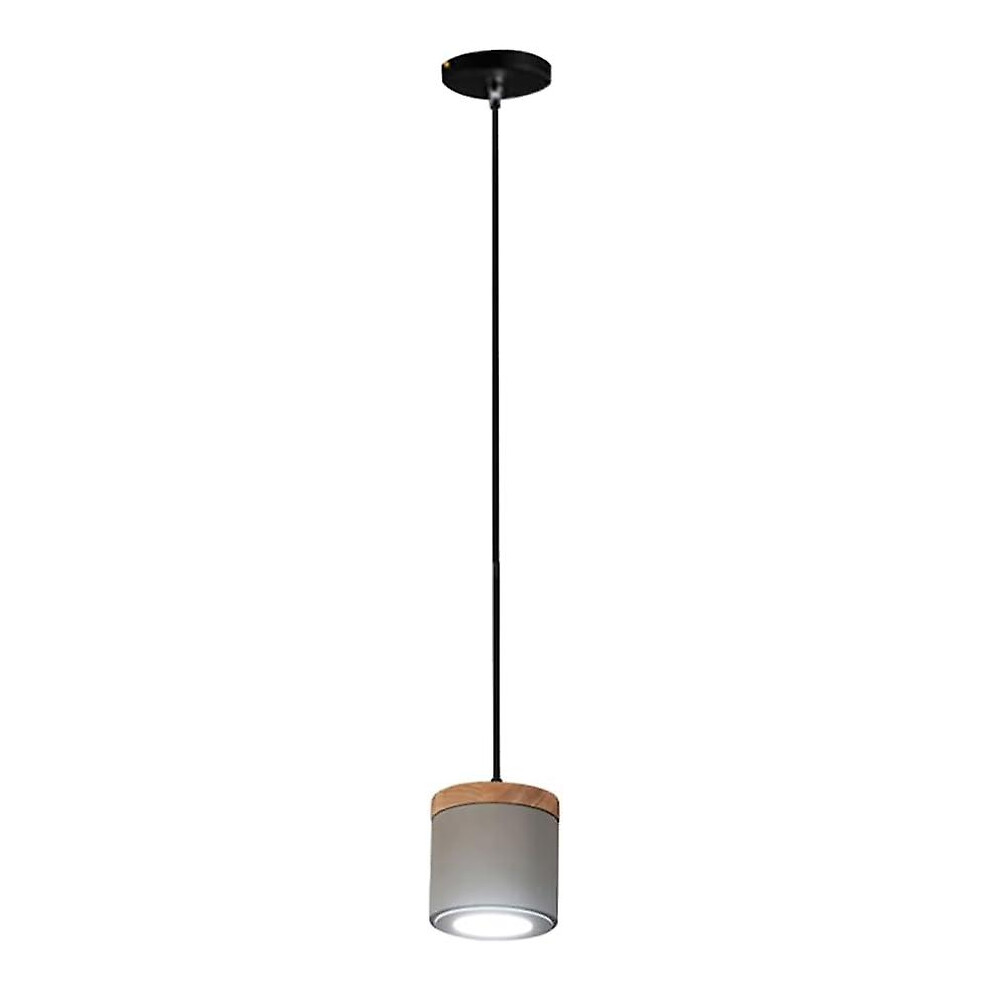 Kikidex (As Show, One Size) Gray Cement Pendant Lights With Solid Wood Light Body, 5W Led Concrete Pendant Lamp, Cylindrical Chandeliers