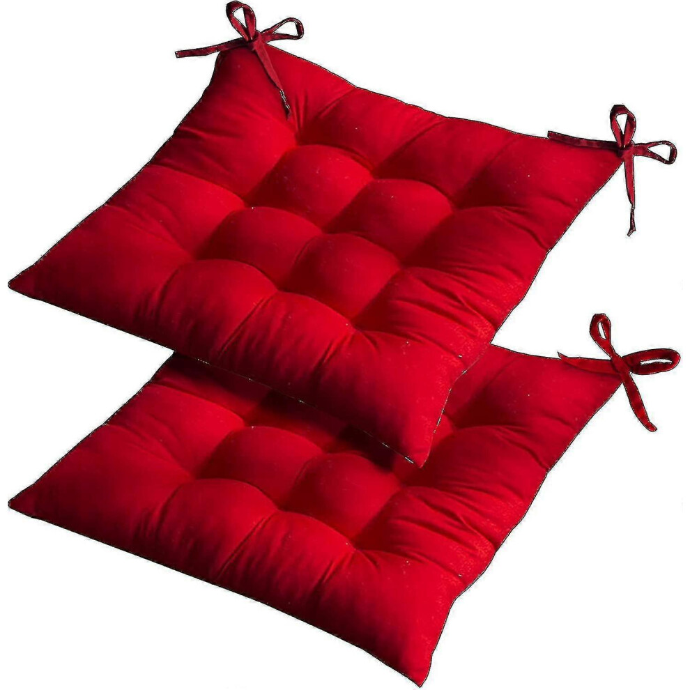 Kikidex (As Show, One Size) Seat Pads For Dining Chairs, 2 Pack 4040Cm Red Thick