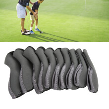 10Pcs Neoprene Golf Iron Club Head Cover Set - Black, Protects Clubs