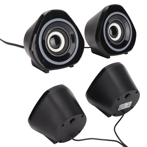Petits haut-parleurs de bureau USB noirs standard 3W 2CH