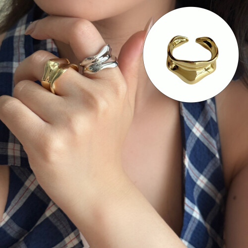 Koreanischer Kaltton-Ring, glänzende Oberflächen,-Goldfarben 1