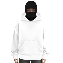 Unisex dames pullover met capuchon en dubbele-wit zwart XL