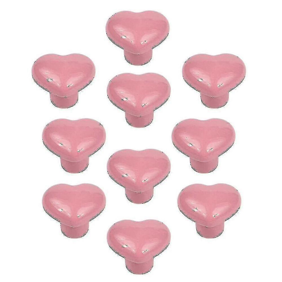 Kikidex (As Show, One Size) 10Pcs Ceramic Drawer Knobs Heart Shape Cabinet Dresser Pulls Handles Pink
