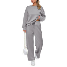 Tweedelige herfstsweater voor dames en een-Grijze XL