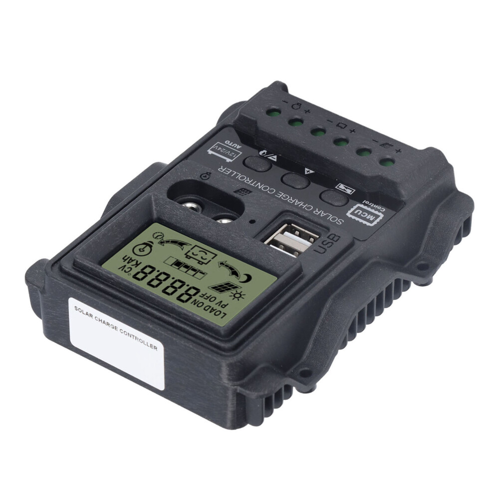 Dual Usb Solar Controller Abs Lcd 12V/24V 10A 130W/260W Black 7901357783499