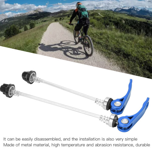 2Pcs Bike Quick Release Levers 145mm Front 185mm Rear Blue 2