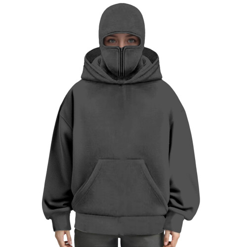Unisex dames-pullover-casual, warm sweatshirt met-Donkergrijs S