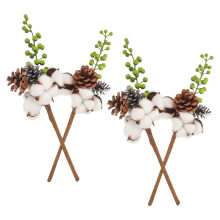 4 Stuks Katoenstengels Met & Dennenappel Voor Herfstdecoratie