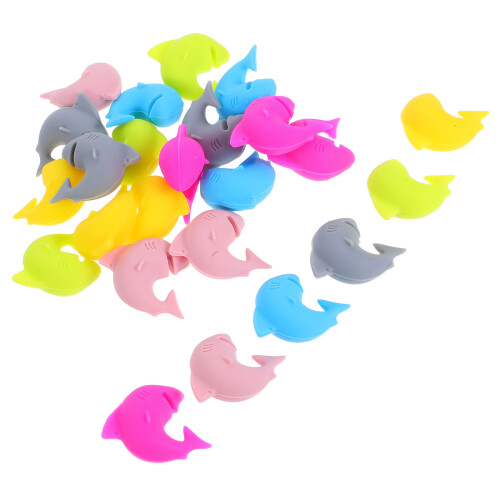 24 Pièces Marqueurs Verre Silicone Forme Requin Idéal Soirée