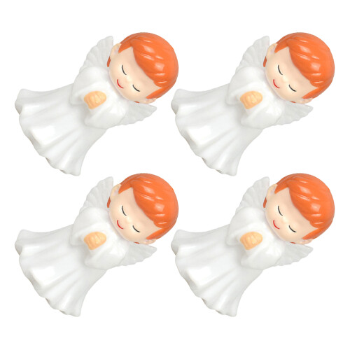 4Pcs Angel Figurines: Plastic Praying For Indoor Decor