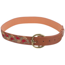Floral Statement Belt Women Embroidered Belt Pu Alloy 1pack