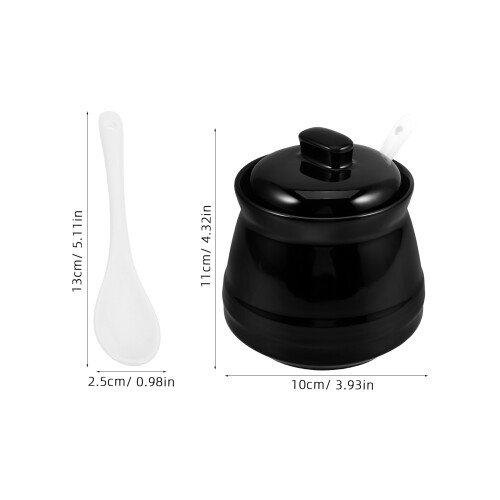 Ceramic Sugar Bowl With Spoon 350ml Lidded Storage Jar For Kitchen 2