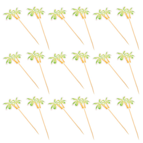 20 Stuzzicadenti A Forma Palma In Bamboo Per Antipasti E Feste