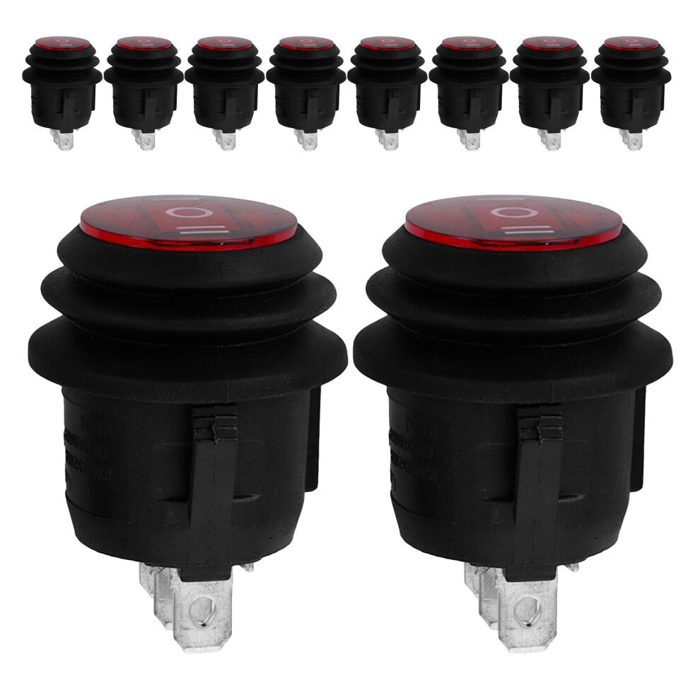 10Pcs Round Rocker Switch 3 Pin 3 Position Waterproof Automotive Marine 3432100554799
