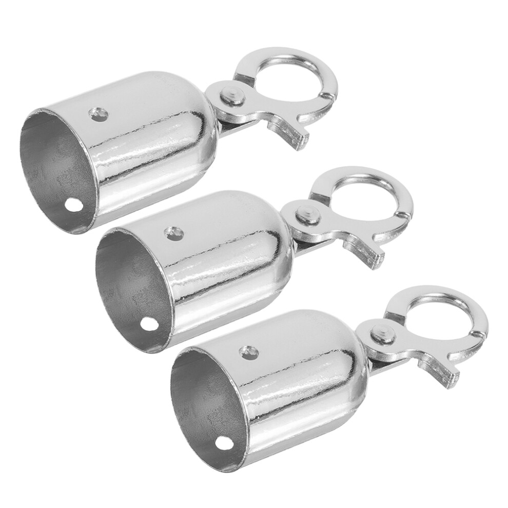 3Pcs Rope End Stop Handrails Crowd Control Stanchion Hooks Silver 3432100555857
