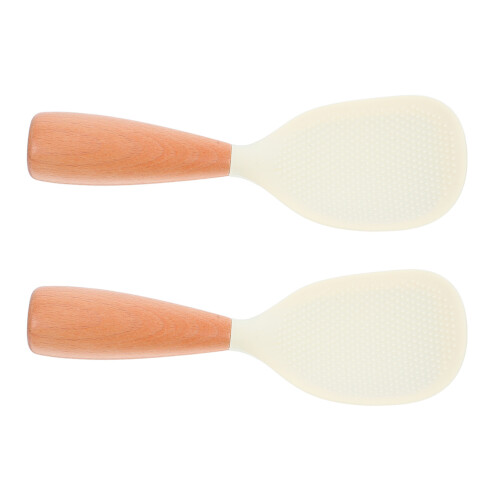 2Pcs Silicone Rice Spoon Spatula Non-Stick Cooker Paddle For Kitchen