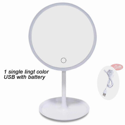 (USB battery white) Makeup Mirror With Light  White Led Daylight Vanity Mirror Detachable/storage Base 3 Modes Mirror With Light Gift Usb Cable 1