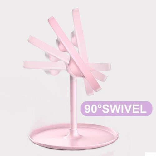 (pink 3 light color) Makeup Mirror With Light  White Led Daylight Vanity Mirror Detachable/storage Base 3 Modes Mirror With Light Gift Usb Cable 2
