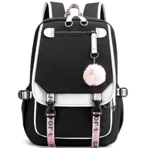 (black) Leisure Backpack Travel Bag Student School Bag