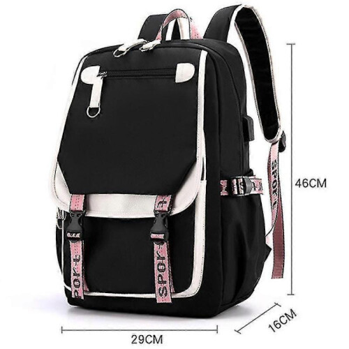 (black) Leisure Backpack Travel Bag Student School Bag 2