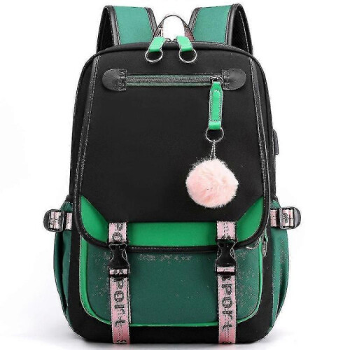 (green) Leisure Backpack Travel Bag Student School Bag 1