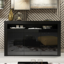 Aether Sideboard 155cm - Black with Gloss Doors
