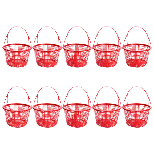 10St Rode Multi-Inzetbare Plastic Mand Voor Fruitplukken Thuis