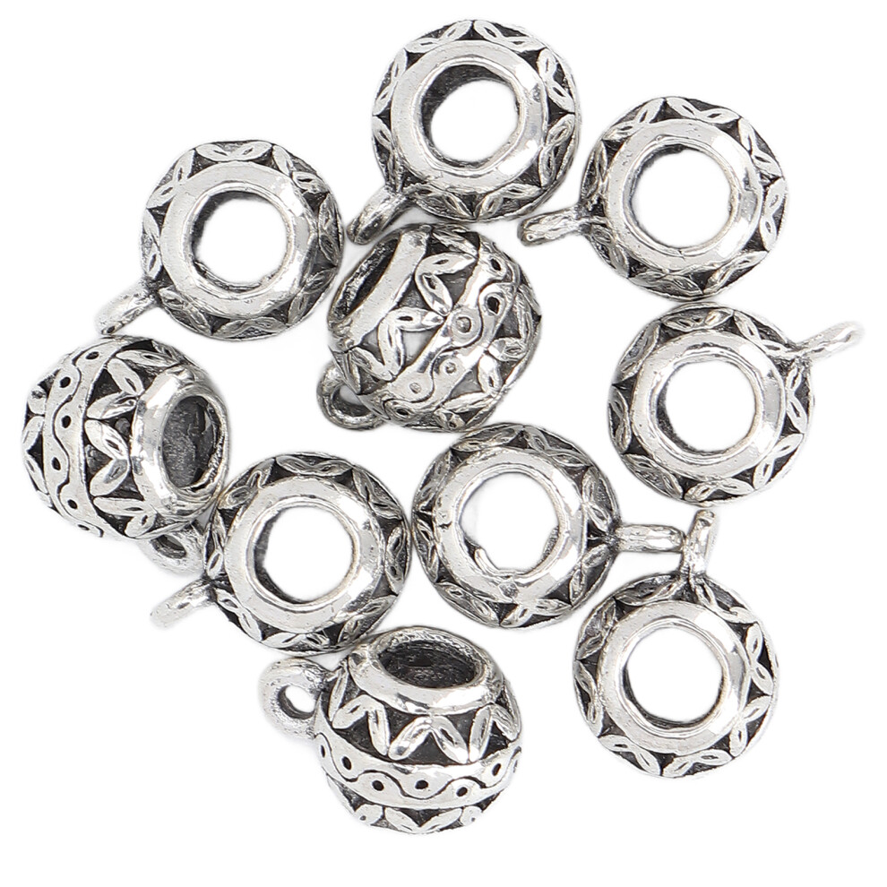 Silver 10Pcs Alloy Hair Beads For Dreadlocks, Bracelets & Rings