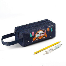 (W0167A2) Space Astronaut Portable Pencil Case Cute Cartoon Kids Stationery Bag Large Capacity Storage Bag School Studen Canvas Pencil Bag