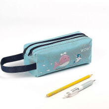 (W0167A3) Space Astronaut Portable Pencil Case Cute Cartoon Kids Stationery Bag Large Capacity Storage Bag School Studen Canvas Pencil Bag