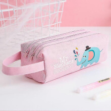 (W0167C4) Space Astronaut Portable Pencil Case Cute Cartoon Kids Stationery Bag Large Capacity Storage Bag School Studen Canvas Pencil Bag
