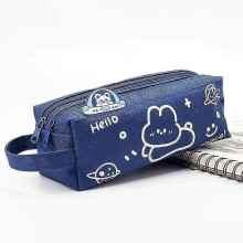 (A4) Space Astronaut Portable Pencil Case Cute Cartoon Kids Stationery Bag Large Capacity Storage Bag School Studen Canvas Pencil Bag