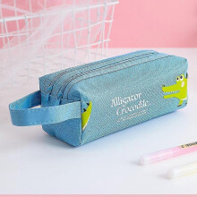 (W0167C5) Space Astronaut Portable Pencil Case Cute Cartoon Kids Stationery Bag Large Capacity Storage Bag School Studen Canvas Pencil Bag