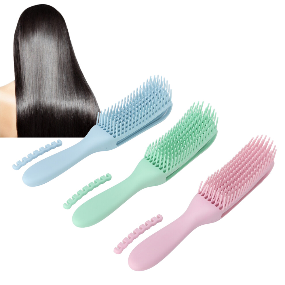 3pcs Detangling Hair Brush Set with Rubber Handles, 24.5cm