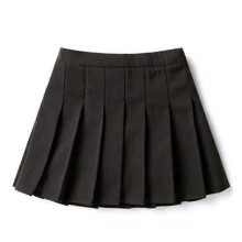 (160cm 13-14 Years, Black) Girls High Waisted Pleated Zip Tennis Style Skater Mini Skirt (kids)