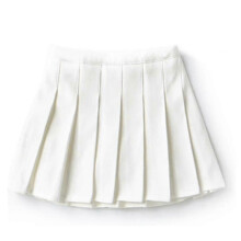 (130cm 7-8 Years,White)Girls High Waisted Pleated Zip Tennis Style Skater Mini Skirt (kids)