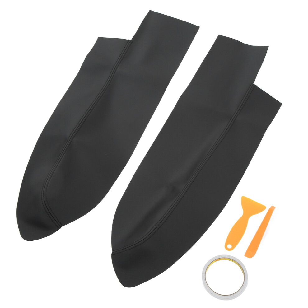 Front Door Armrest Cover Pair For Crv 2007-2011 Microfiber Leather Black 9481357788598