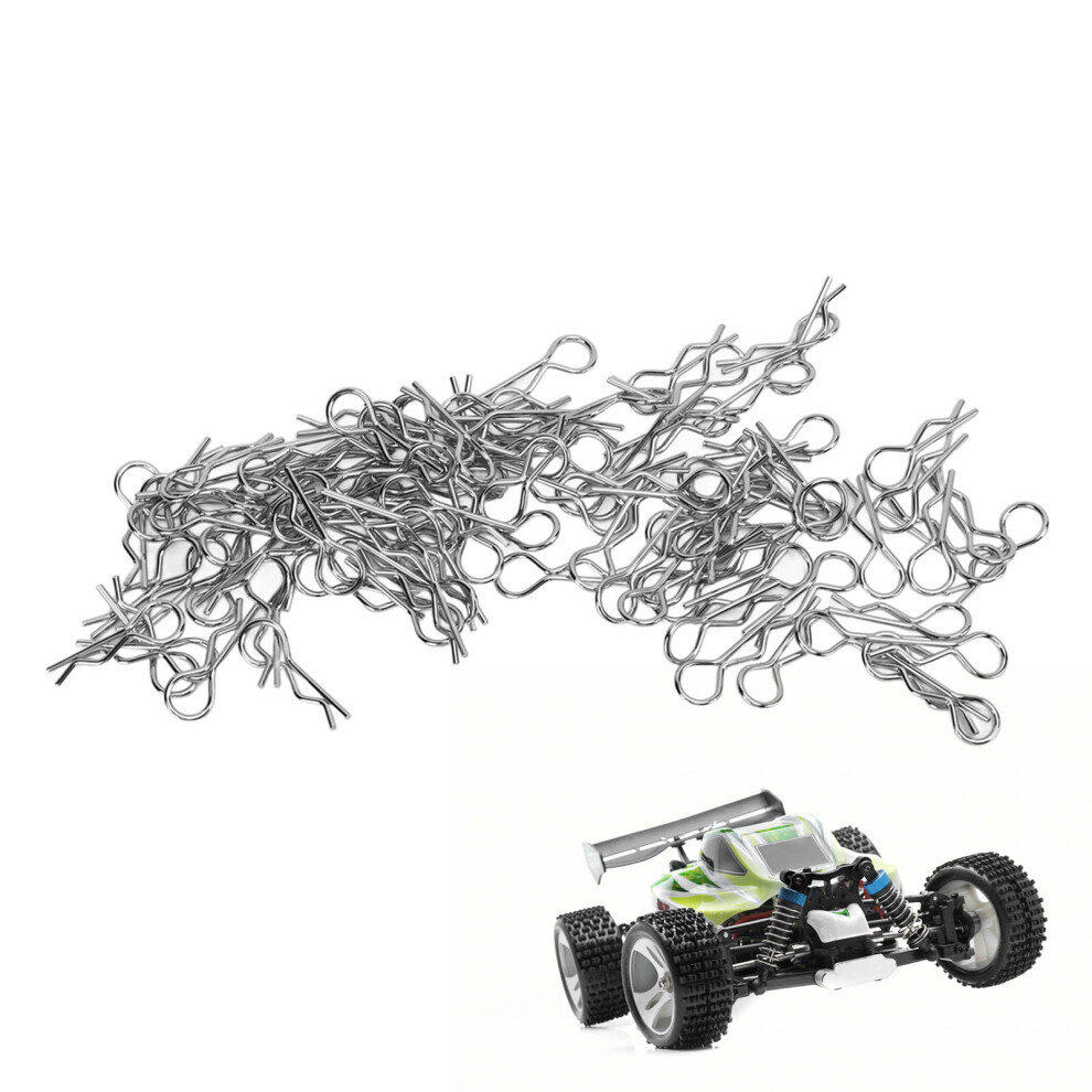 100Pcs R Type Body Shell Clips Pins For 1/10-1/16 Rc Car Silver 4621357789149