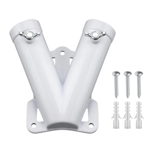 Multifuntional Double Hole Flag Poles Bracket Designed-White