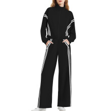 Women's two-piece set with zip-up sweatshirt and loose-Black M