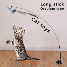 (Yellow-only-2Bird) Interactive Cat Toy Funny Simulation Bird Feather With Bell Cat Stick Toy For Kitten Playing Teaser Wand Toy Pet Cats Supplies
