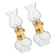 2Pcs Small Glass Oil Lamp For Emergency And Decor
