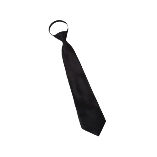 Easy Clip On Necktie Soft Polyester Silk Business-Black short