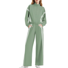 Women's two-piece set with zip-up sweatshirt and loose-Green S