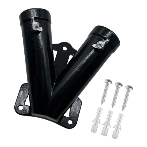 Multifuntional Double Hole Flag Poles Bracket Designed-Black