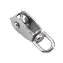 Stainless Steel Pulley, Single Or Double Wheel Swivel Lifting Rope Pulley Block, Model M15-Double Wheel, Silver
