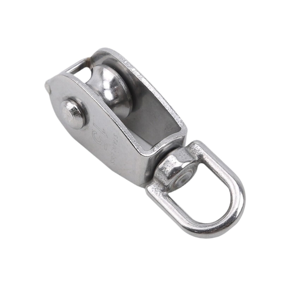 Stainless Steel Pulley, Single Or Double Wheel Swivel Lifting Rope Pulley Block, Model M15-Double Wheel, Silver 9354506676179