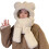 Furry Thick Insulate Hat with Scarf for Cold Weather-Beige SSS 1