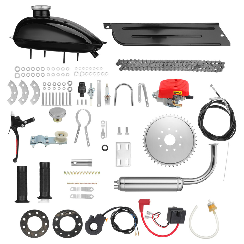 1Set Gas Powered Bike Kit Aluminum Iron Fuel Tank For Bicycle Silver 3431703878592