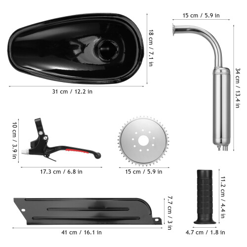 conjunto kit 100cc para 2 tempos com , corrente e coroa 1